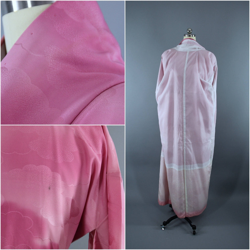 Vintage Pink Ombre Clouds Silk Kimono Robe – ThisBlueBird