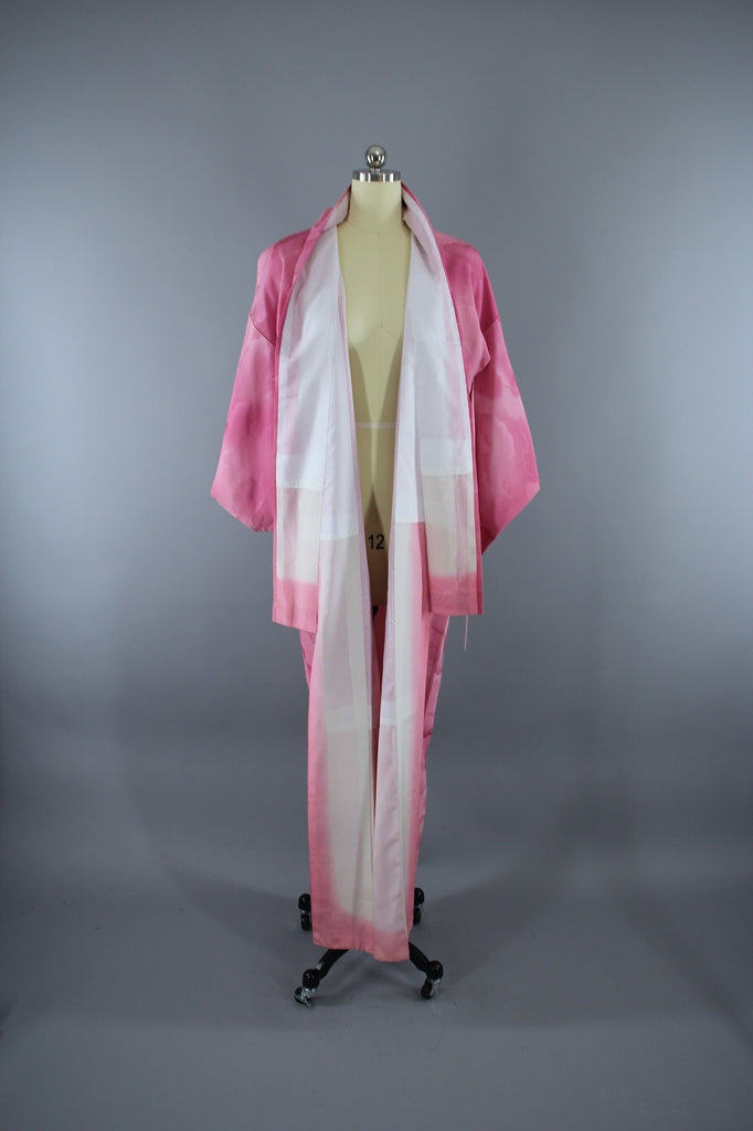 Vintage Pink Ombre Clouds Silk Kimono Robe – ThisBlueBird