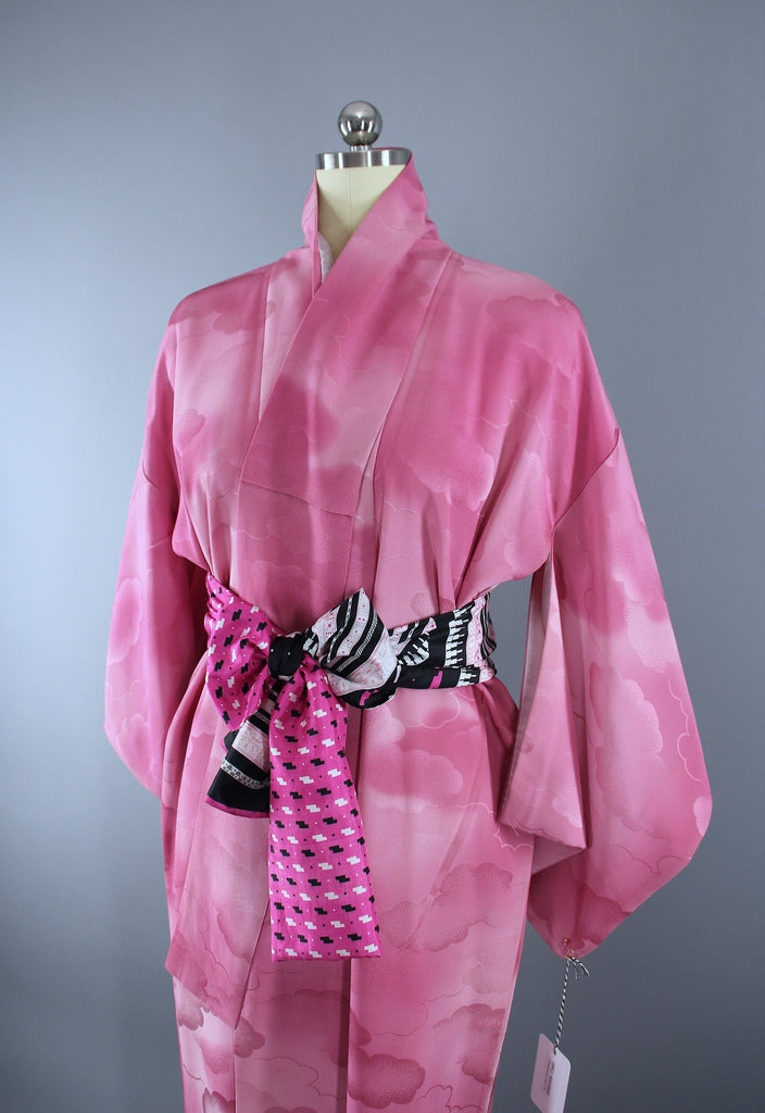Vintage Pink Ombre Clouds Silk Kimono Robe – ThisBlueBird