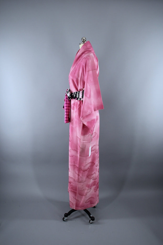 Vintage Pink Ombre Clouds Silk Kimono Robe – ThisBlueBird