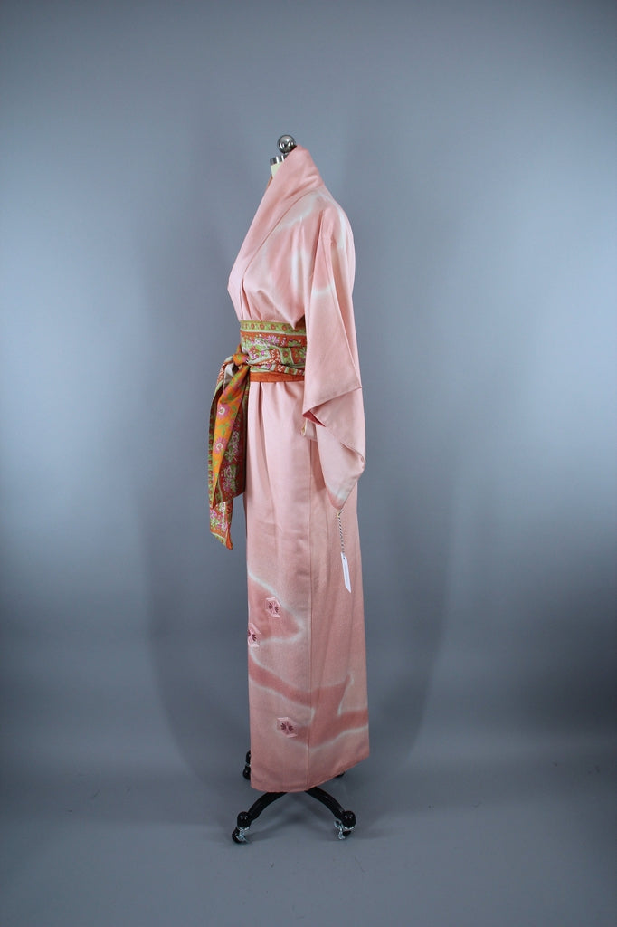 1960s Vintage Silk Kimono Robe / Pink & White Ombre Floral – ThisBlueBird