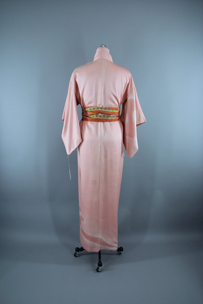 1960s Vintage Silk Kimono Robe / Pink & White Ombre Floral – ThisBlueBird