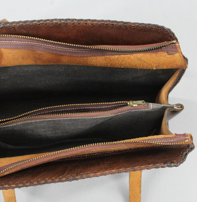 1960s Vintage Tooled Leather Shoulder Bag Handbag - ThisBlueBird