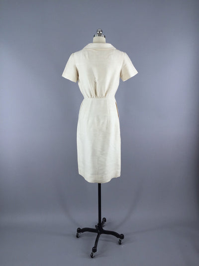 1960s Vintage White Thai Silk Dress - ThisBlueBird
