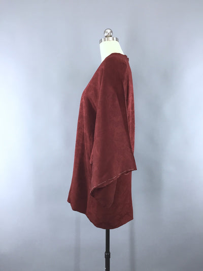 1970s Vintage Brown Silk Michiyuki Kimono Coat - ThisBlueBird