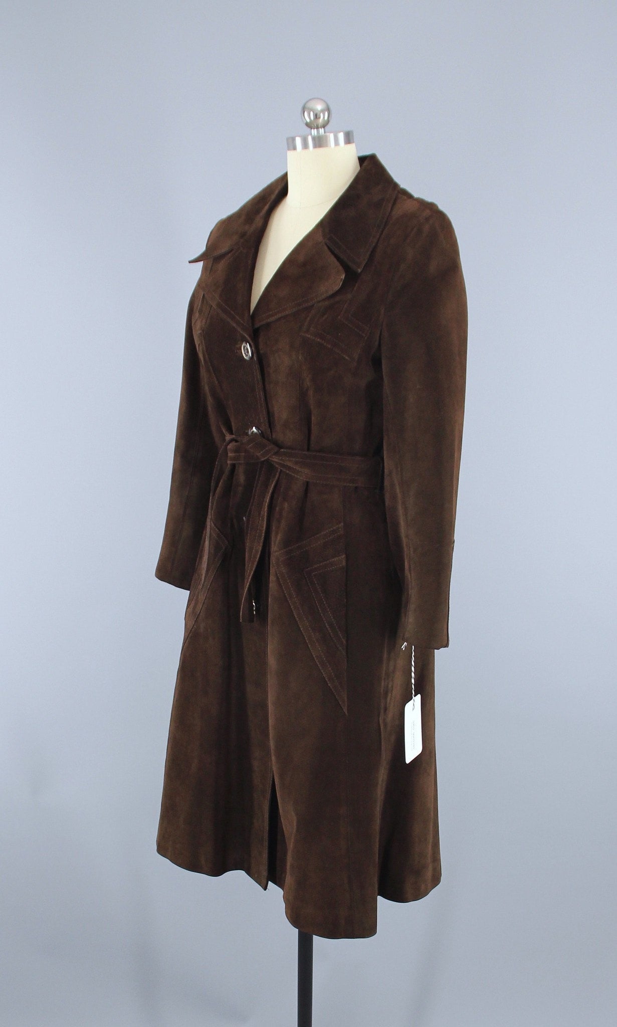 1970s Vintage Brown Suede Trench Coat - ThisBlueBird