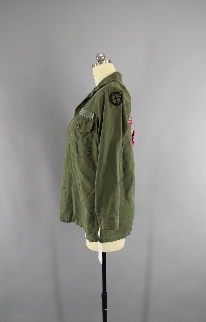 1970s Vintage Embroidered Army Camouflage Jacket - ThisBlueBird