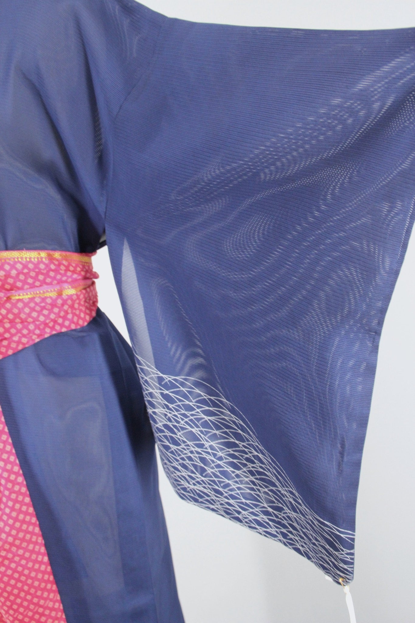 1970s Vintage Kimono Robe in Sheer Blue Ro Silk - ThisBlueBird
