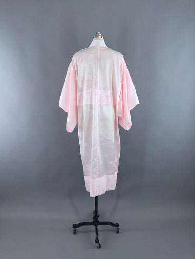 1970s Vintage Kimono Robe / Pale Pink Satin - ThisBlueBird