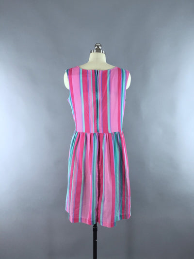 1970s Vintage Pink Striped Cotton Sundress - ThisBlueBird