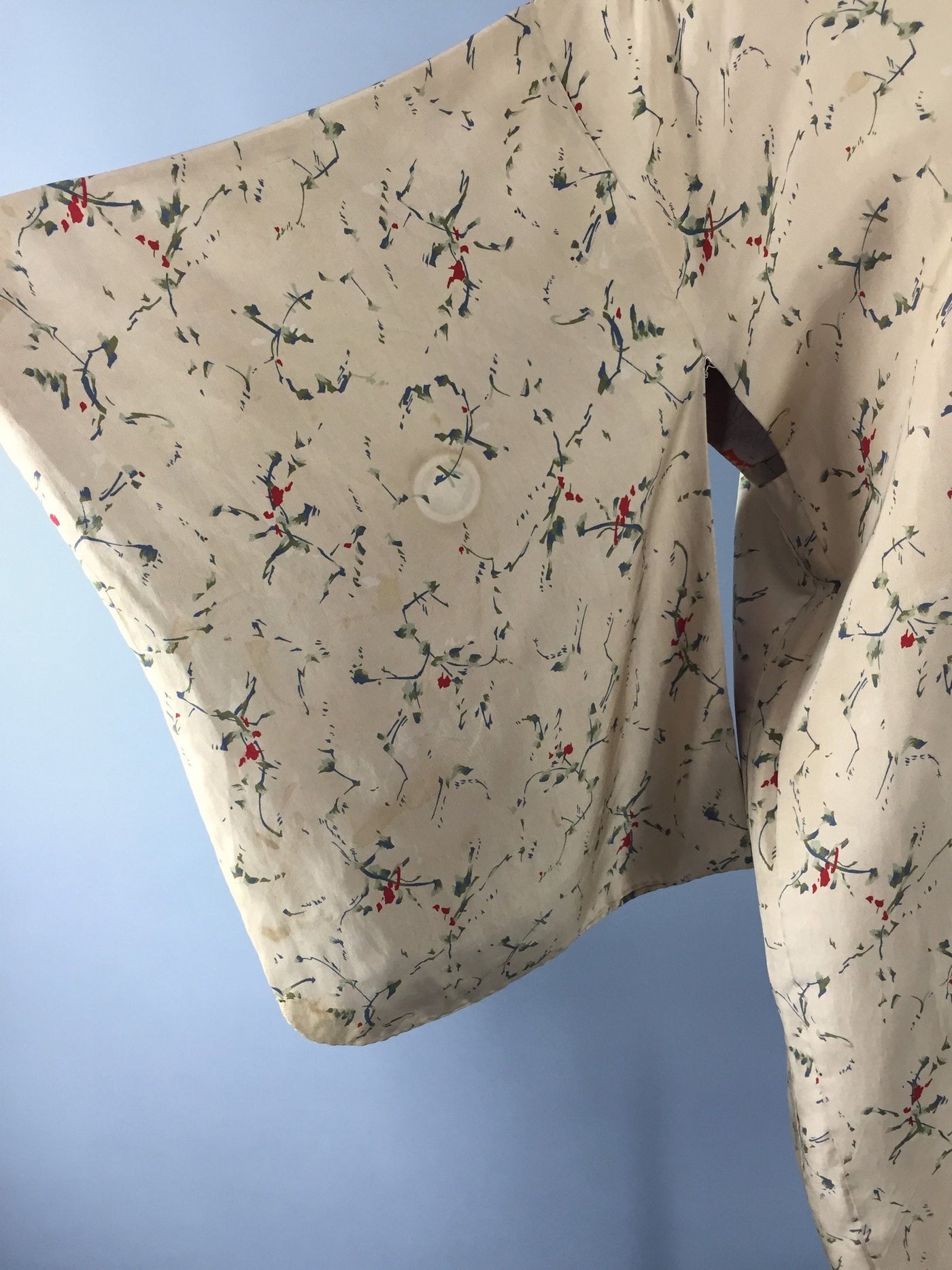 1970s Vintage Silk Kimono Jacket / Silk Haori Kimono Cardigan / Tan Abstract Print - ThisBlueBird