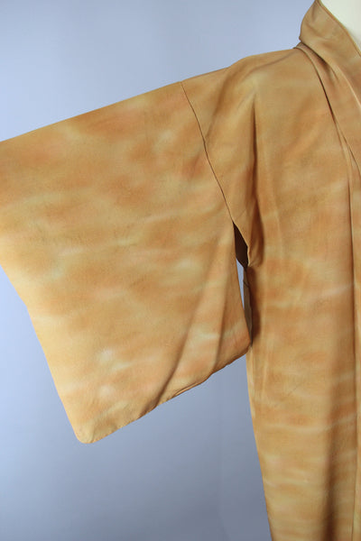 1970s Vintage Silk Kimono Robe / Light Brown Ombre - ThisBlueBird