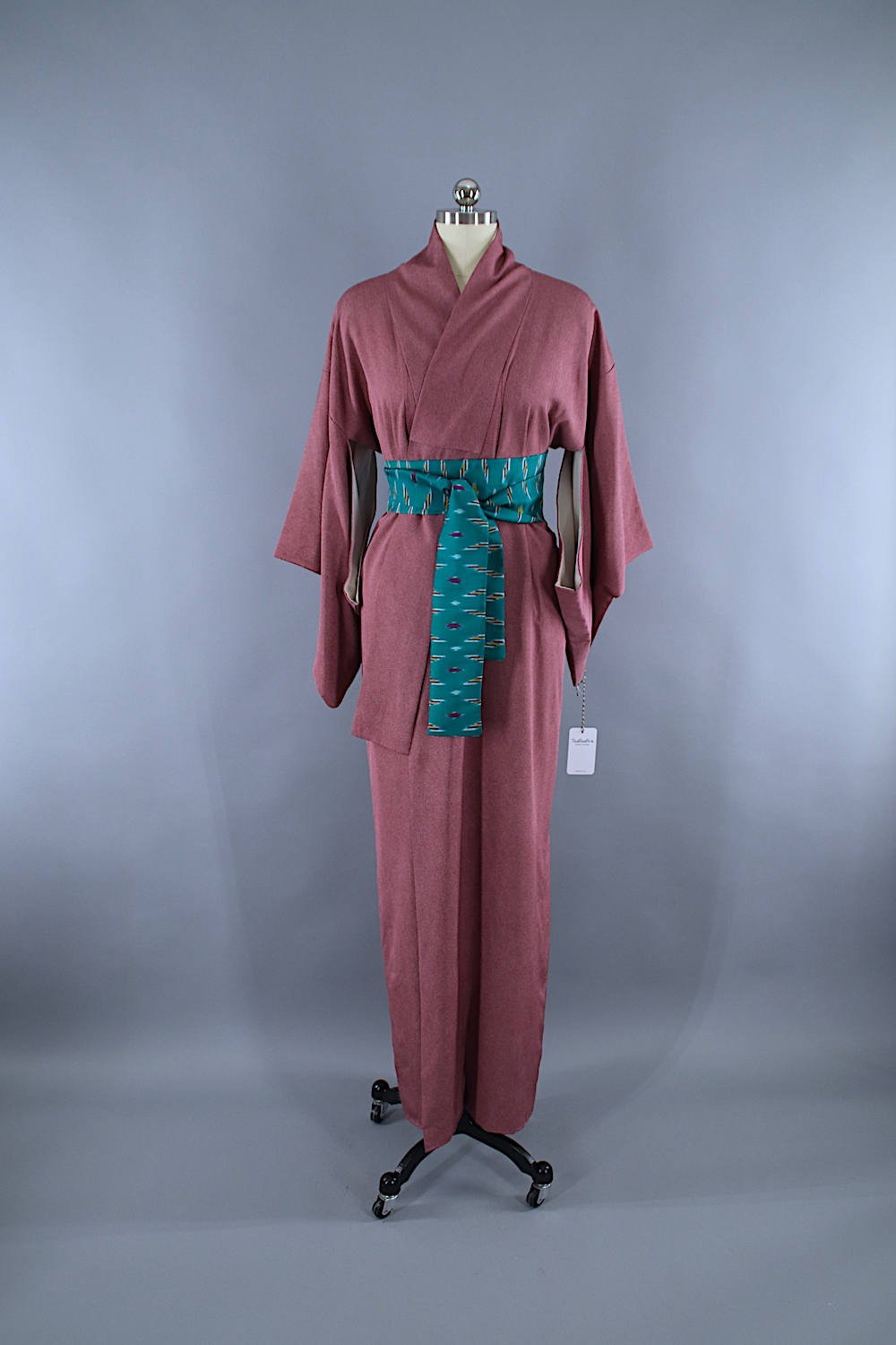 1970s Vintage Silk Kimono Robe / Red Purple Micro Polka Dots – ThisBlueBird
