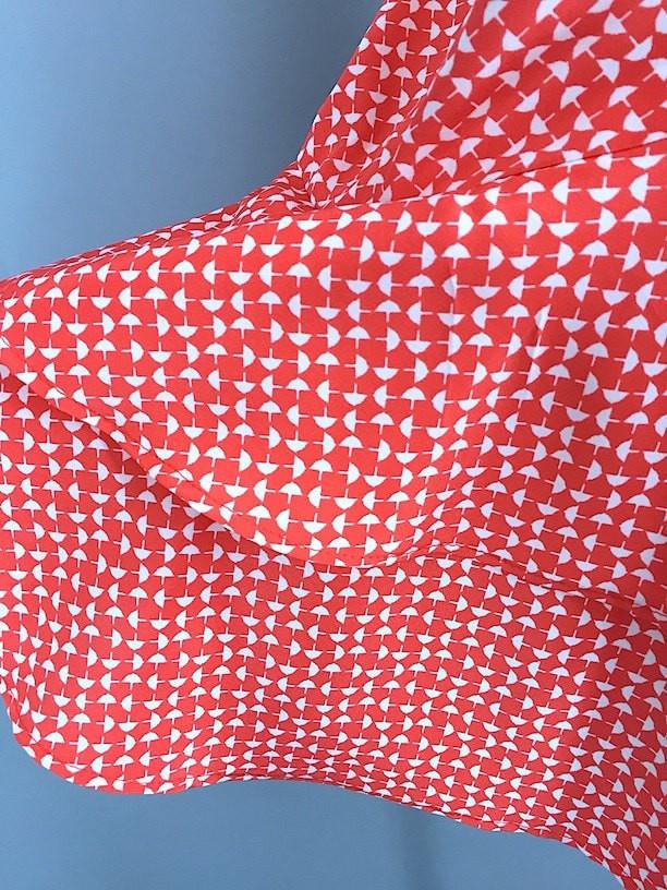 1980s Vintage Drop Waist Day Dress with Umbrella Novelty Print - ThisBlueBird