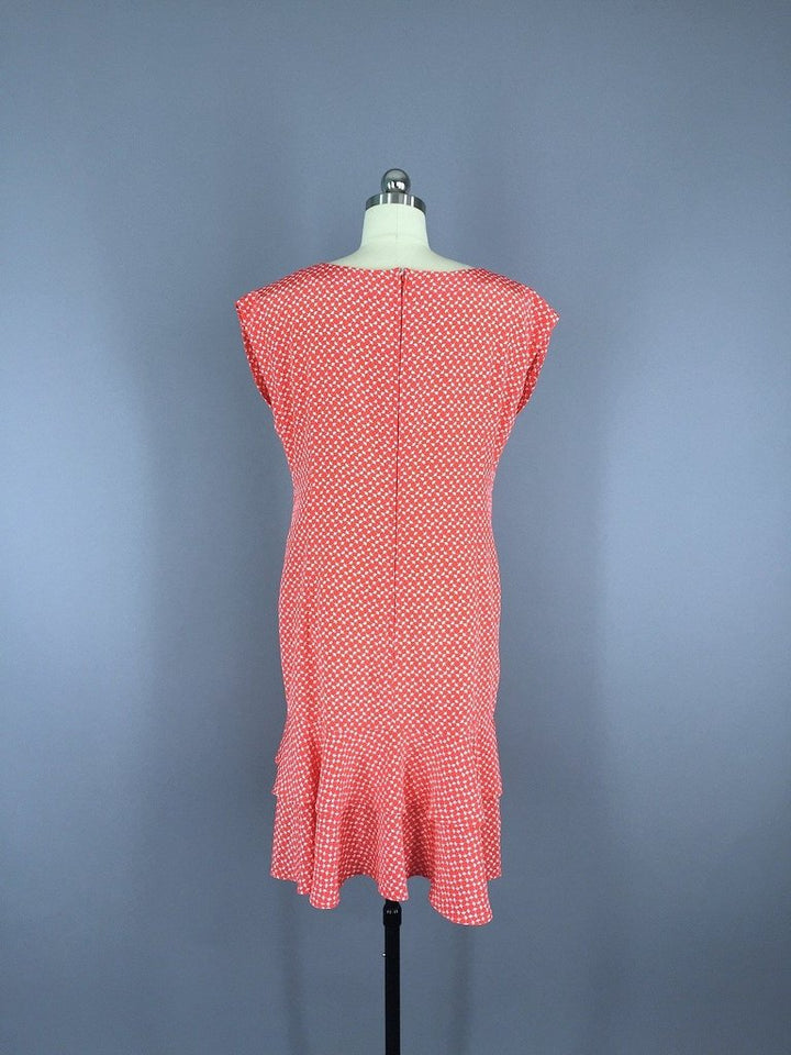 1980s Vintage Drop Waist Day Dress with Umbrella Novelty Print - ThisBlueBird