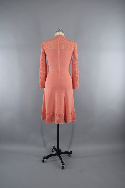 1980s Orange Knit Sweater Dress by Picardo Knits - ThisBlueBird