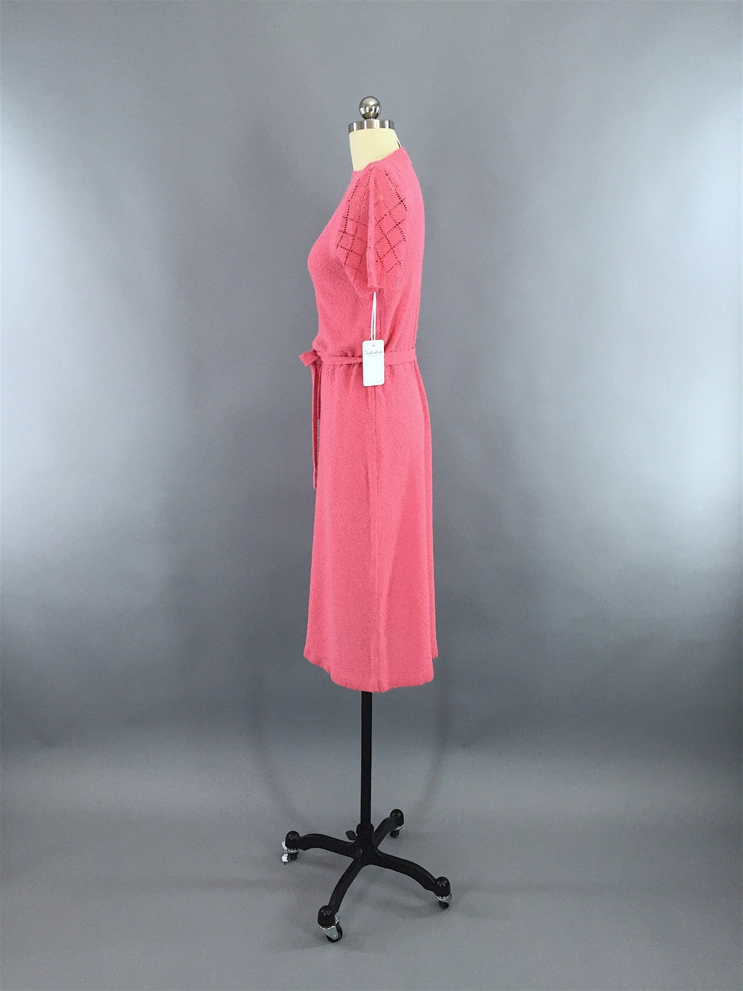 1980s Vintage Carnation Pink Knit Sweater Dress - ThisBlueBird