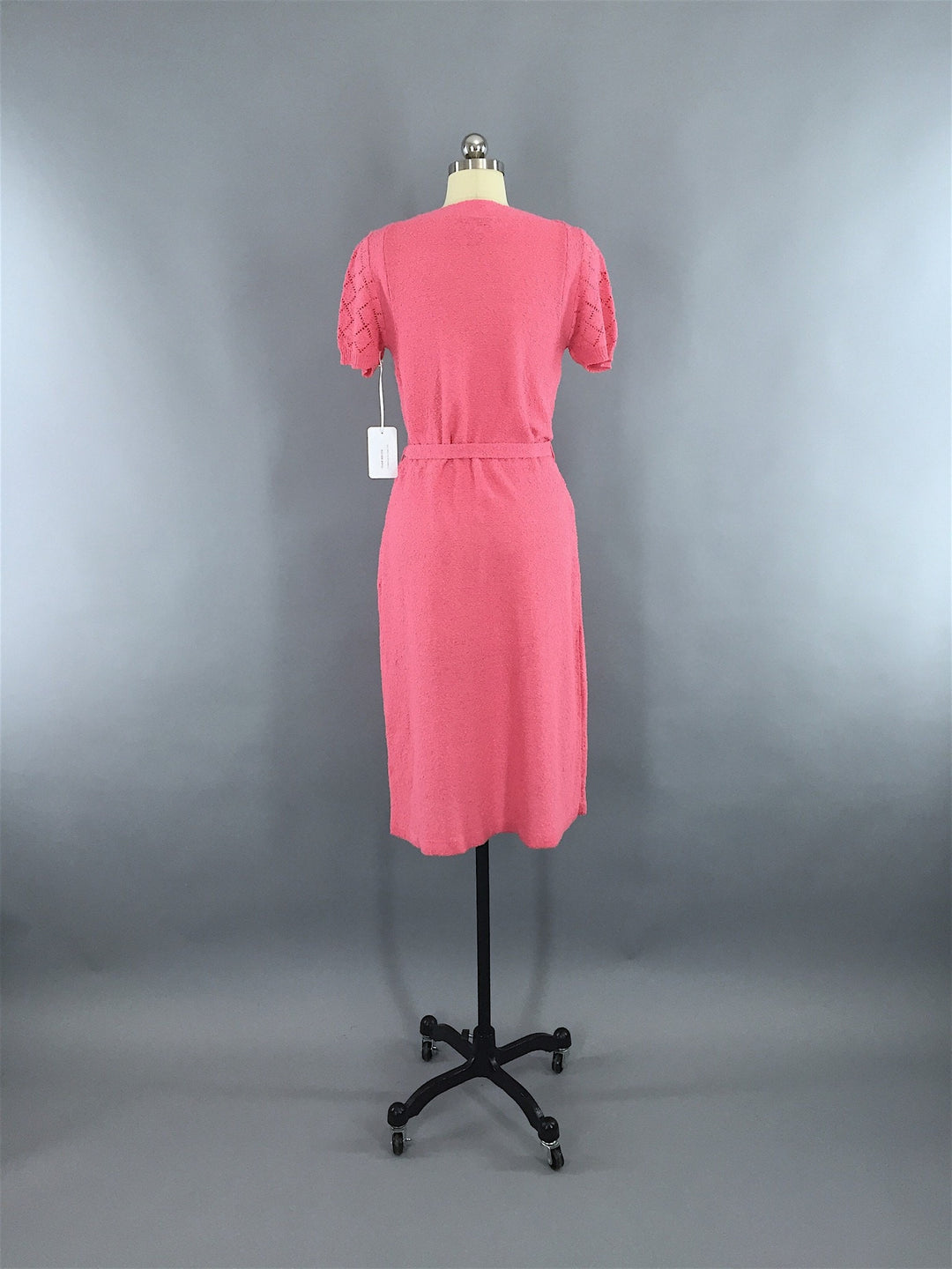 1980s Vintage Carnation Pink Knit Sweater Dress - ThisBlueBird