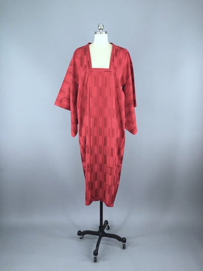 1980s Vintage Michiyuki Kimono Coat / Red Chevron Arrows - ThisBlueBird