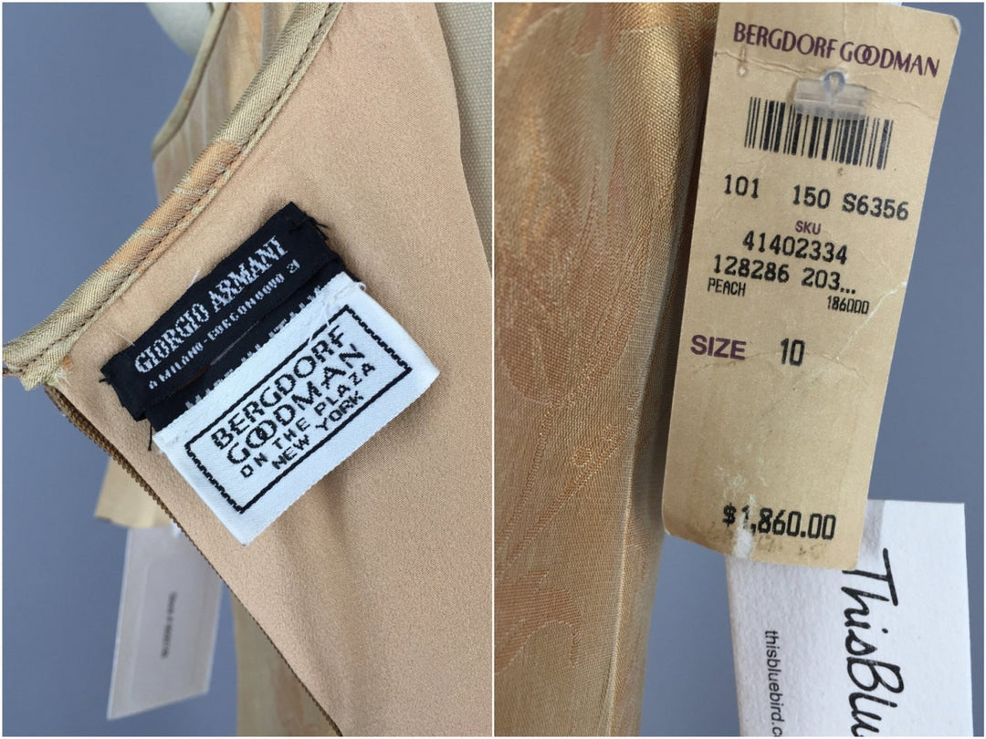 1990s Vintage Giorgio Armani Gold Cocktail Dress with Original Bergdor   ThisBlueBird