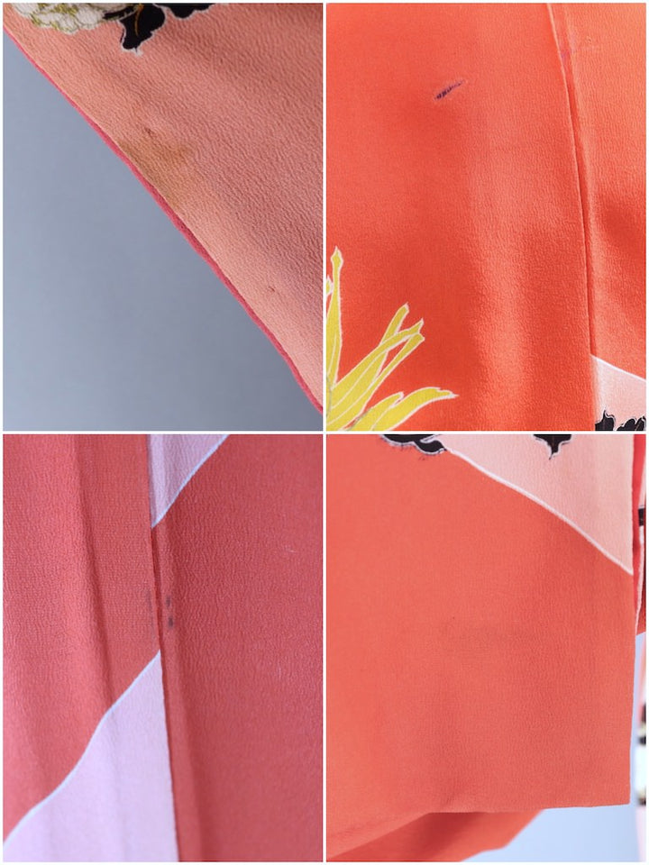 Vintage Terra Cotta Peony Floral Kimono Robe-ThisBlueBird - Modern Vintage