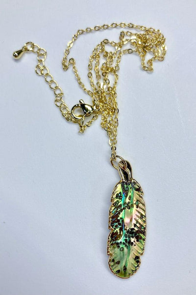 Abalone Feather Necklace-ThisBlueBird