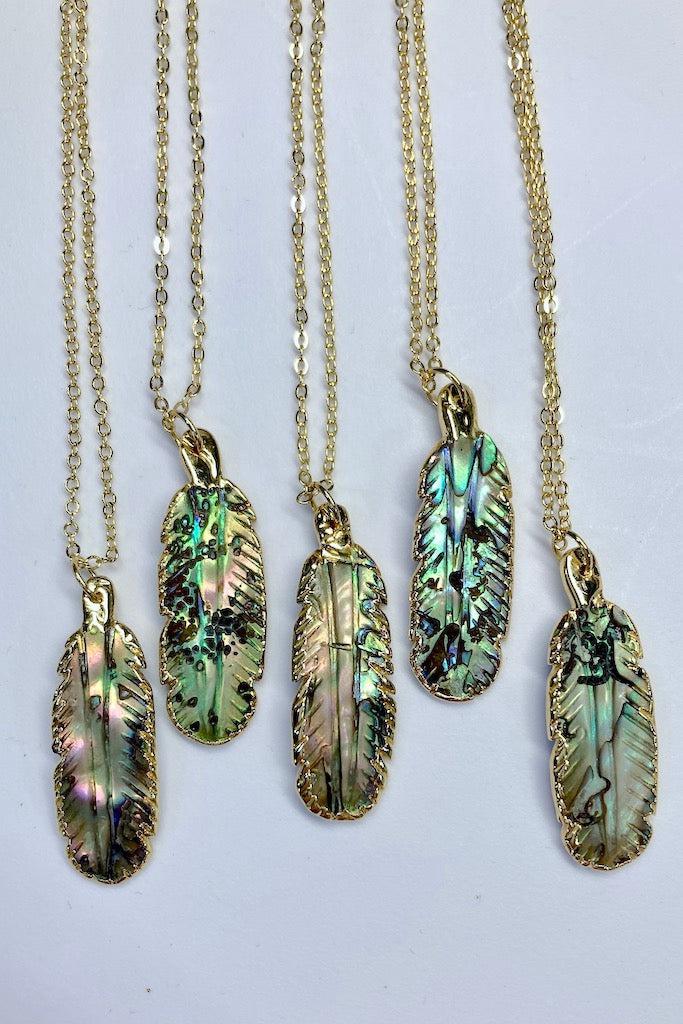 Abalone Feather Necklace-ThisBlueBird