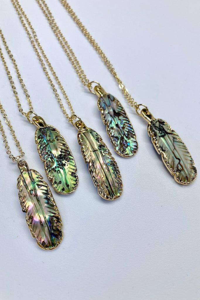 Abalone Feather Necklace-ThisBlueBird