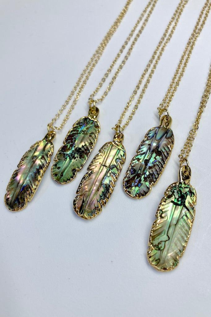 Abalone Feather Necklace-ThisBlueBird