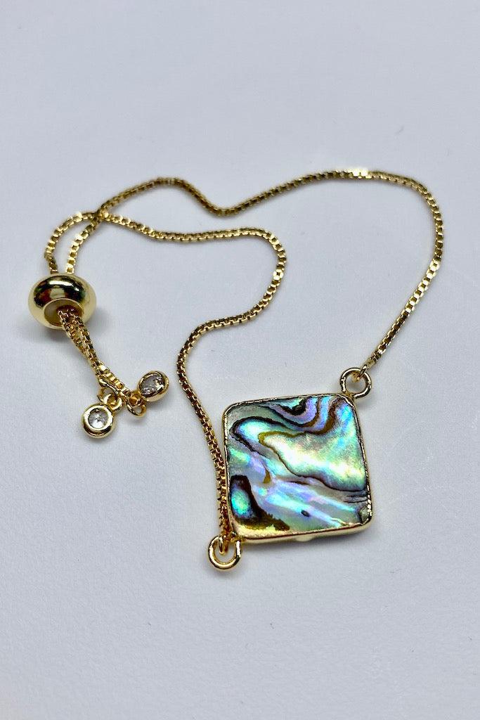 Abalone Tile Gold Bracelet-ThisBlueBird