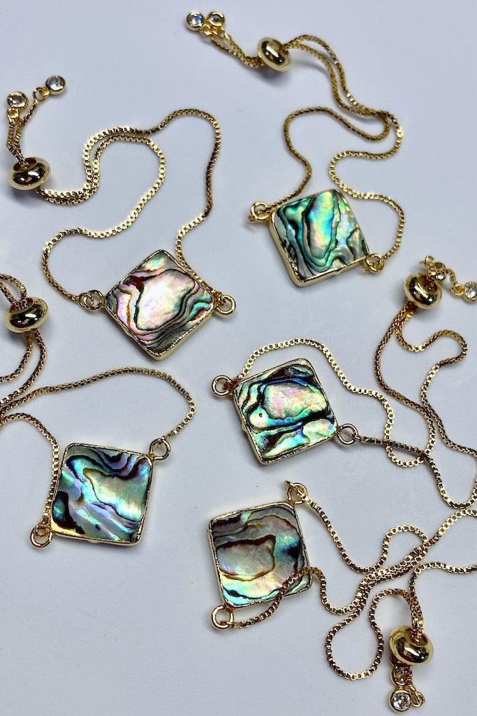 Abalone Tile Gold Bracelet-ThisBlueBird