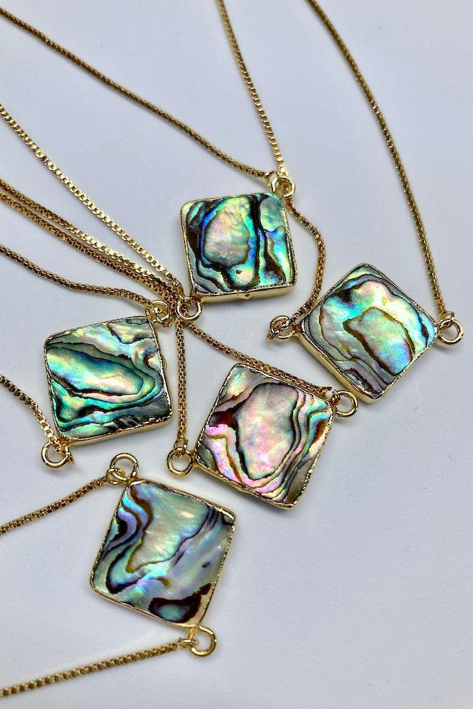 Abalone Tile Gold Bracelet-ThisBlueBird