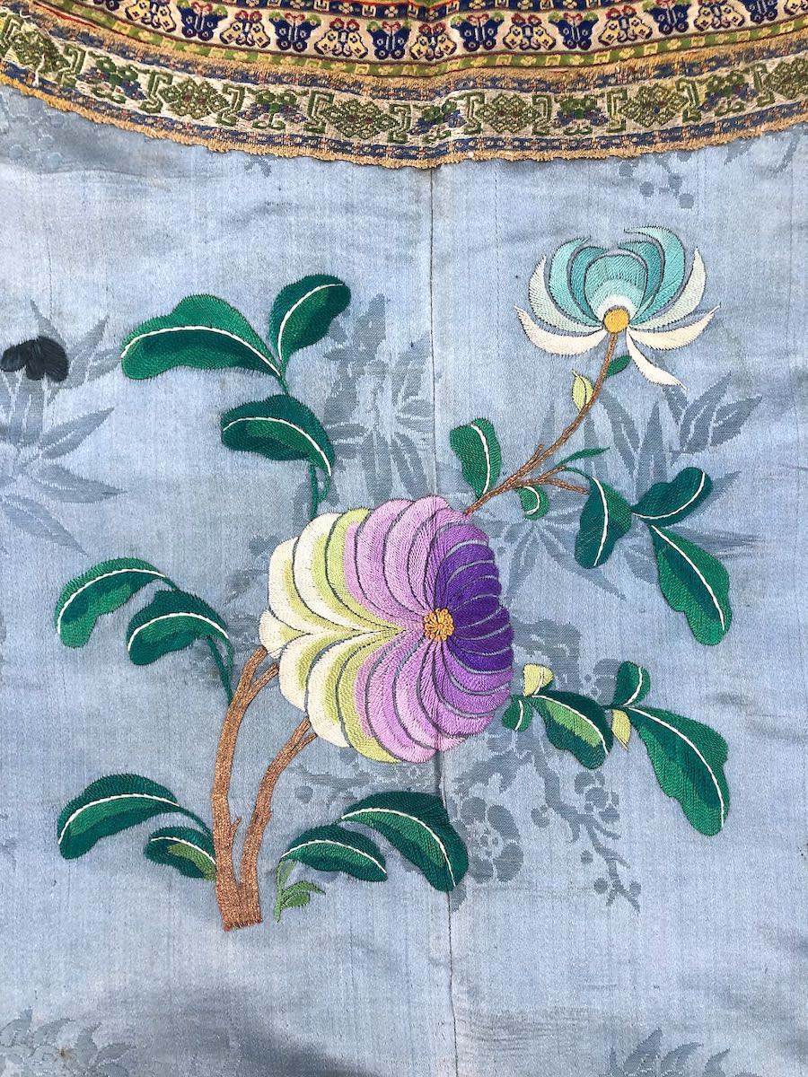 Antique Chinese Blue Silk Embroidered Court Robe-ThisBlueBird - Modern Vintage