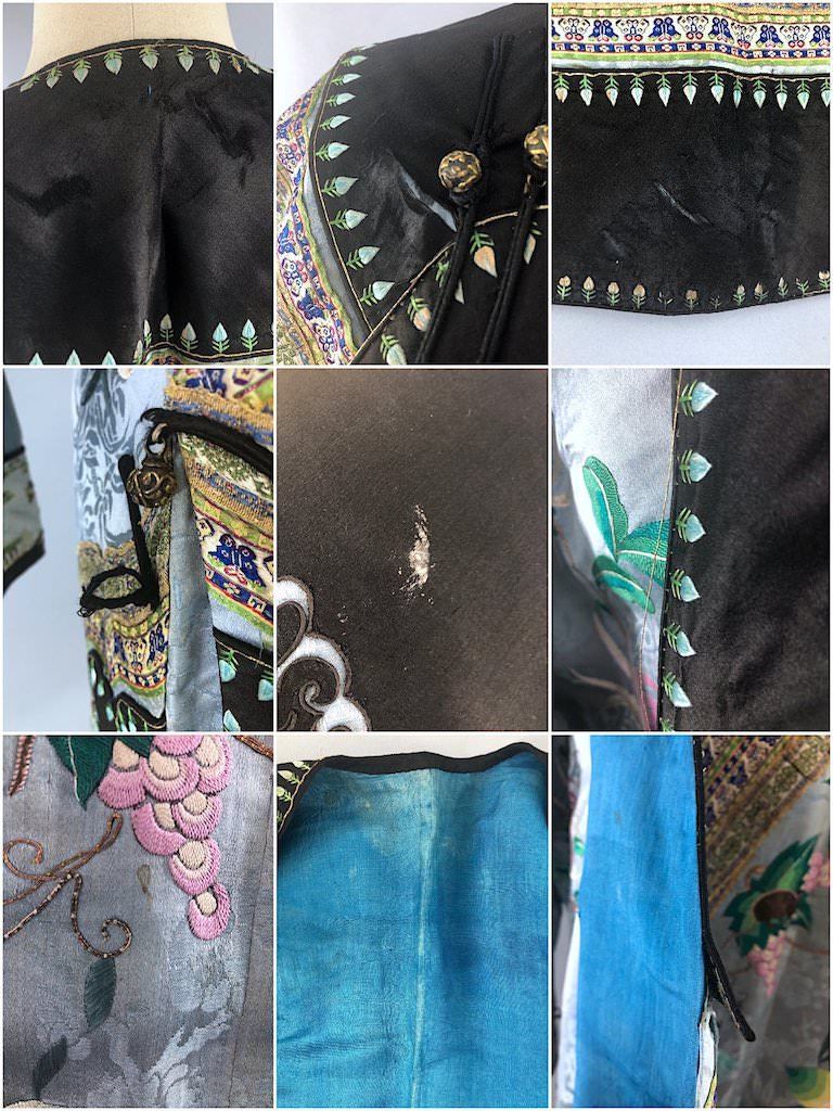 Antique Chinese Blue Silk Embroidered Court Robe-ThisBlueBird - Modern Vintage