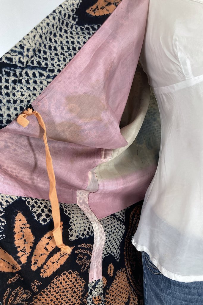 Antique Navy & Coral Shibori Silk Kimono Cardigan-ThisBlueBird