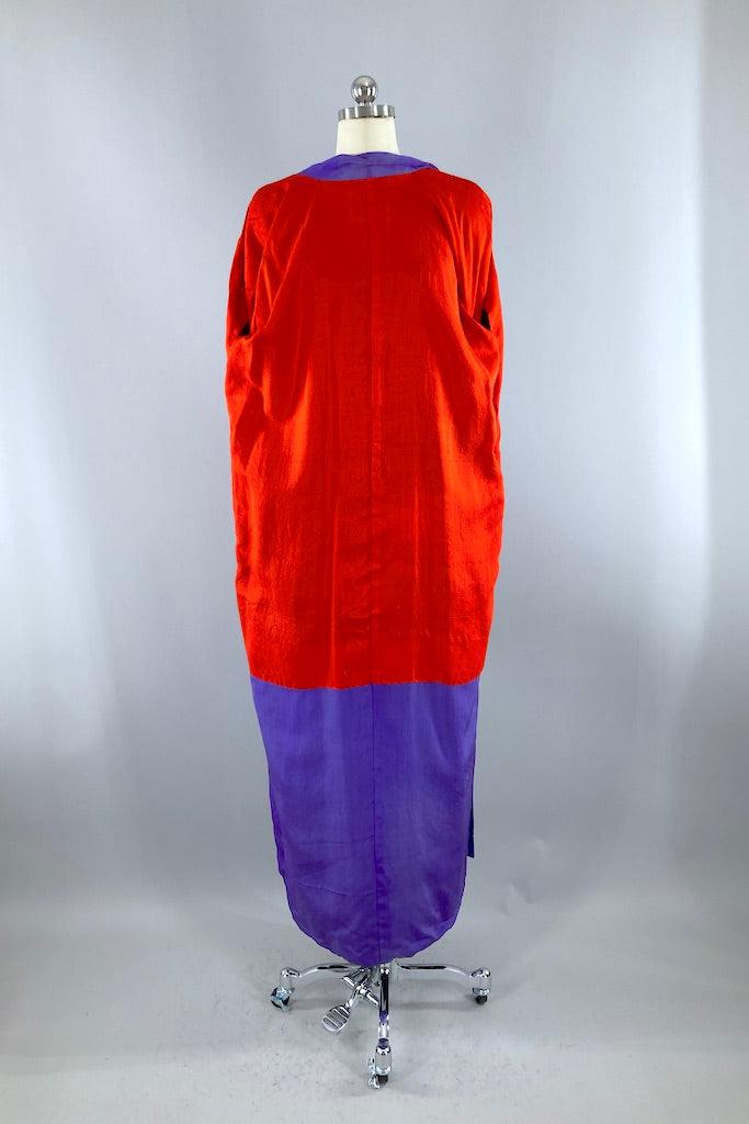 Antique Purple Ombre Floral Silk Kimono Robe-ThisBlueBird