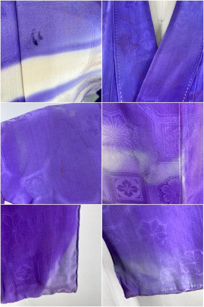Antique Purple Ombre Floral Silk Kimono Robe-ThisBlueBird