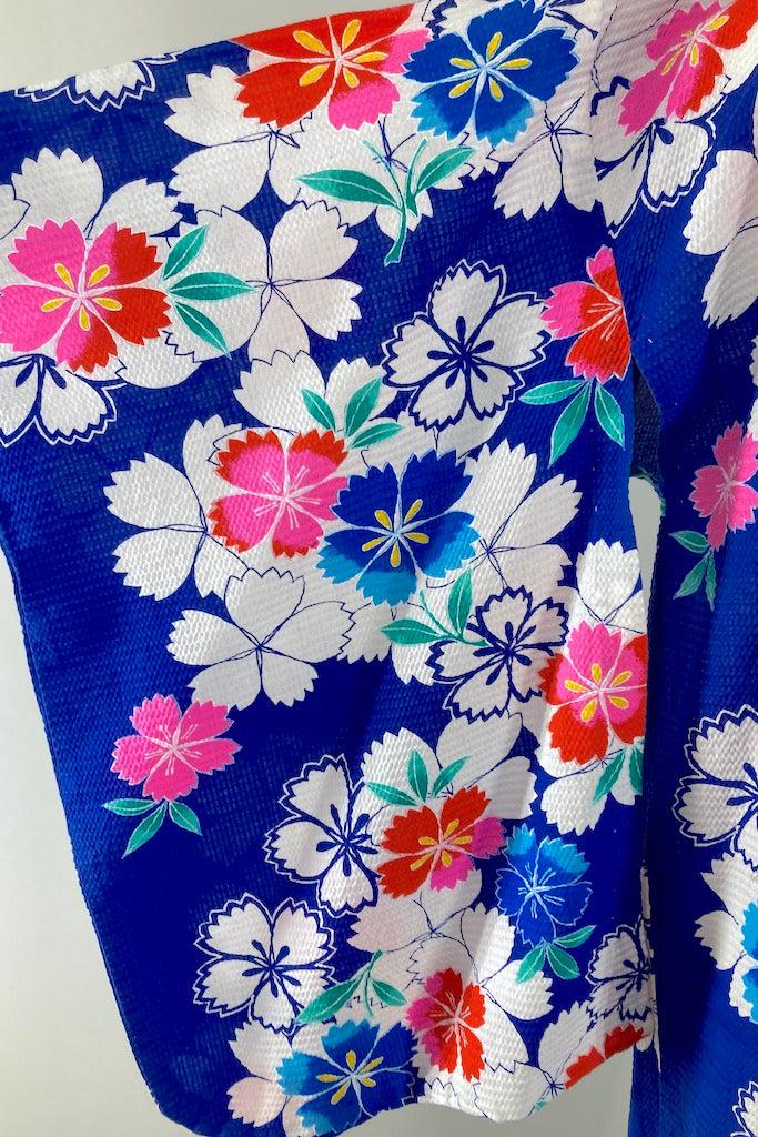 Blue & Pink Cotton Yukata Kimono Robe-ThisBlueBird