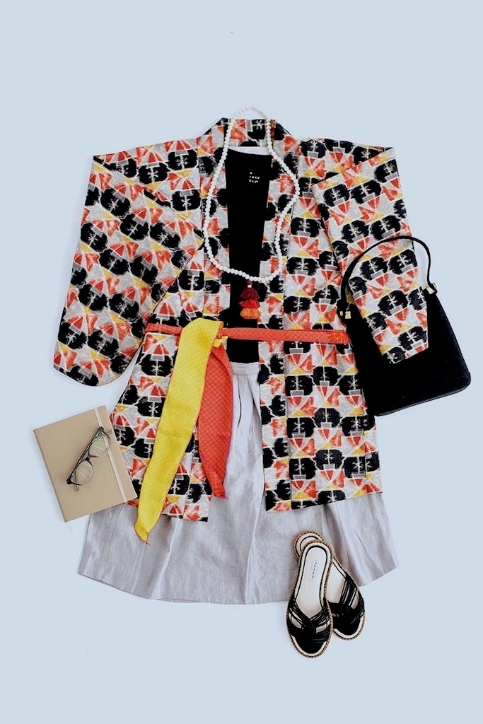 Vintage Black &amp; Red Ikat Kimono Cardigan-ThisBlueBird - Modern Vintage