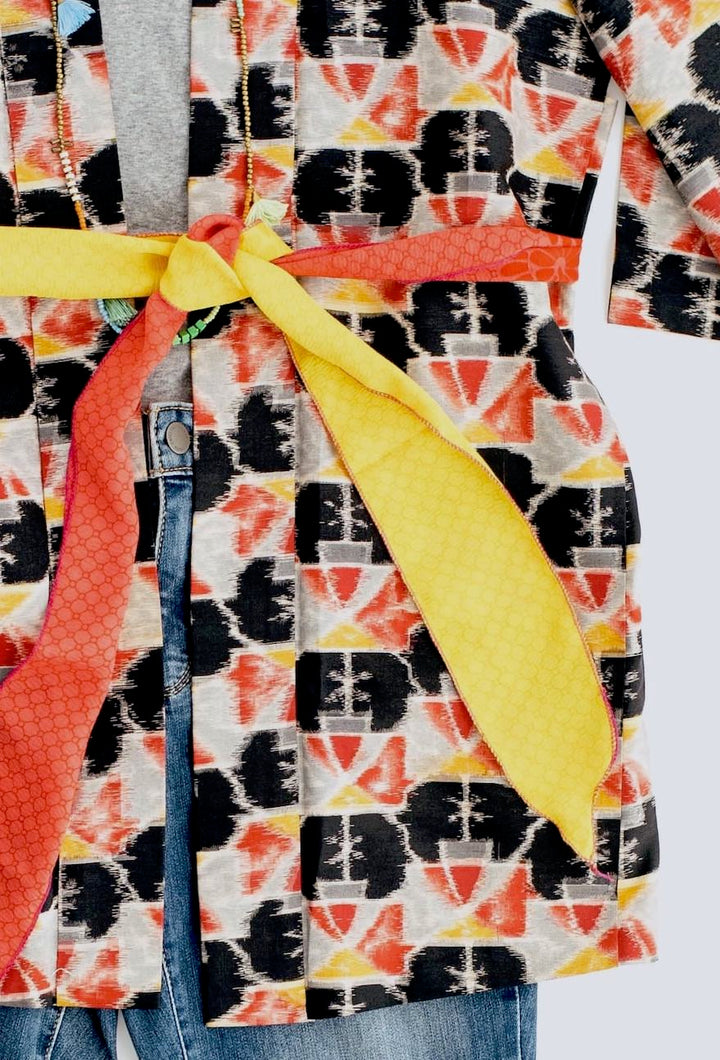 Vintage Black &amp; Red Ikat Kimono Cardigan-ThisBlueBird - Modern Vintage