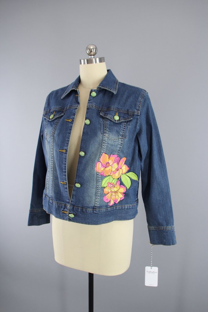 Thistle Embroidered Wavy Denim Jacket - Ready-to-Wear 1AB516
