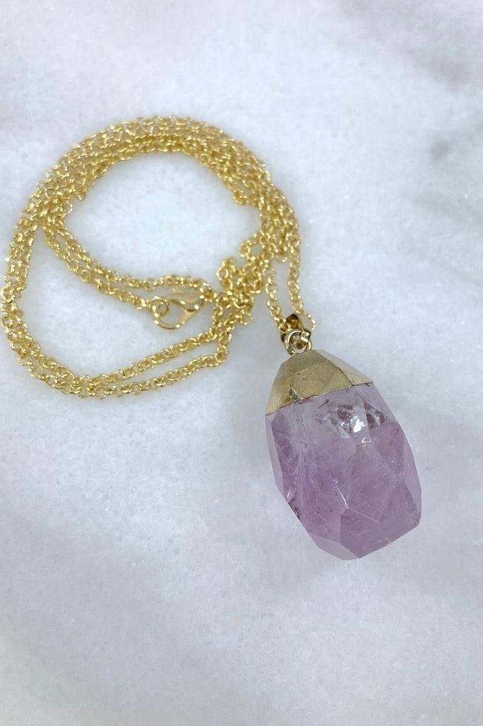 Giant Faceted Rose De France Amethyst Necklace-ThisBlueBird