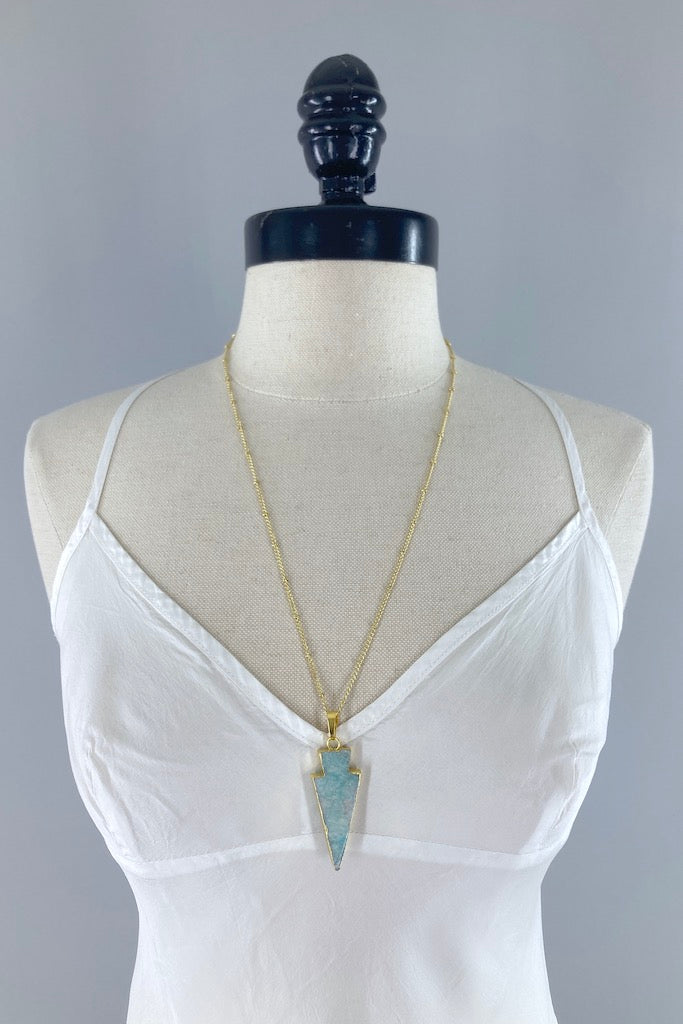 Gemstone Arrowhead Gold Necklace-ThisBlueBird