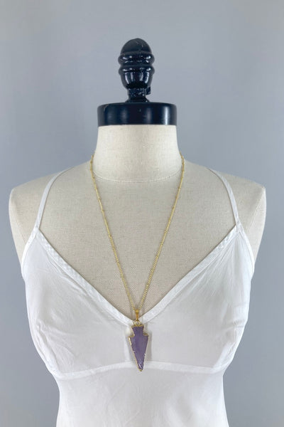 Gemstone Arrowhead Gold Necklace-ThisBlueBird