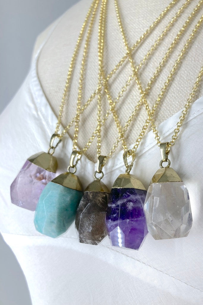 Faceted Gemstone Necklace-ThisBlueBird