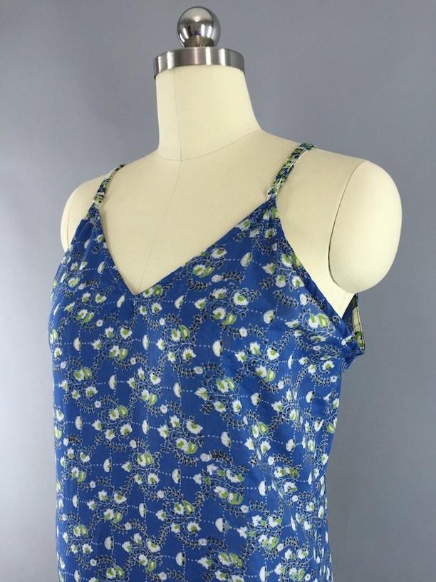 Indian Sari Maxi Dress / Vintage Indian Cotton Blend Sari / TALL Long Dress - ThisBlueBird