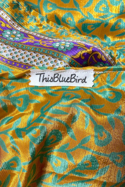 Kerala Kaftan / Gold & Turquoise-ThisBlueBird