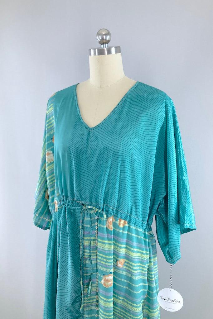 Kerala Kaftan / Turquoise Stripe-ThisBlueBird