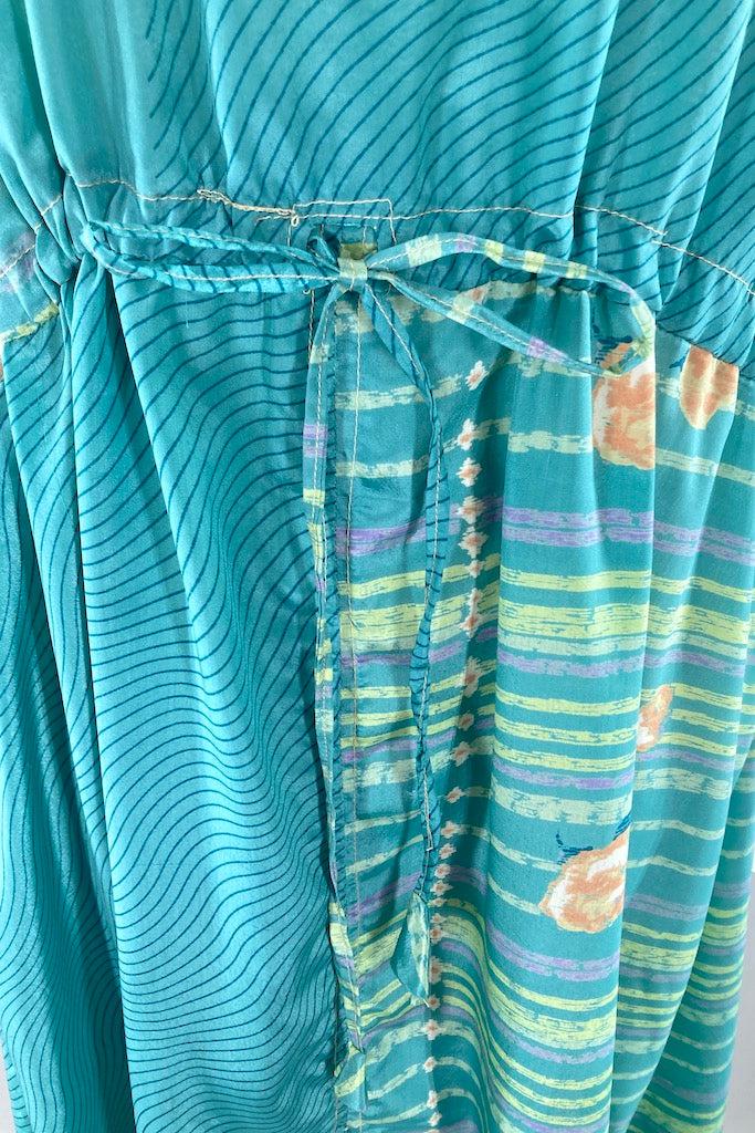 Kerala Kaftan / Turquoise Stripe-ThisBlueBird
