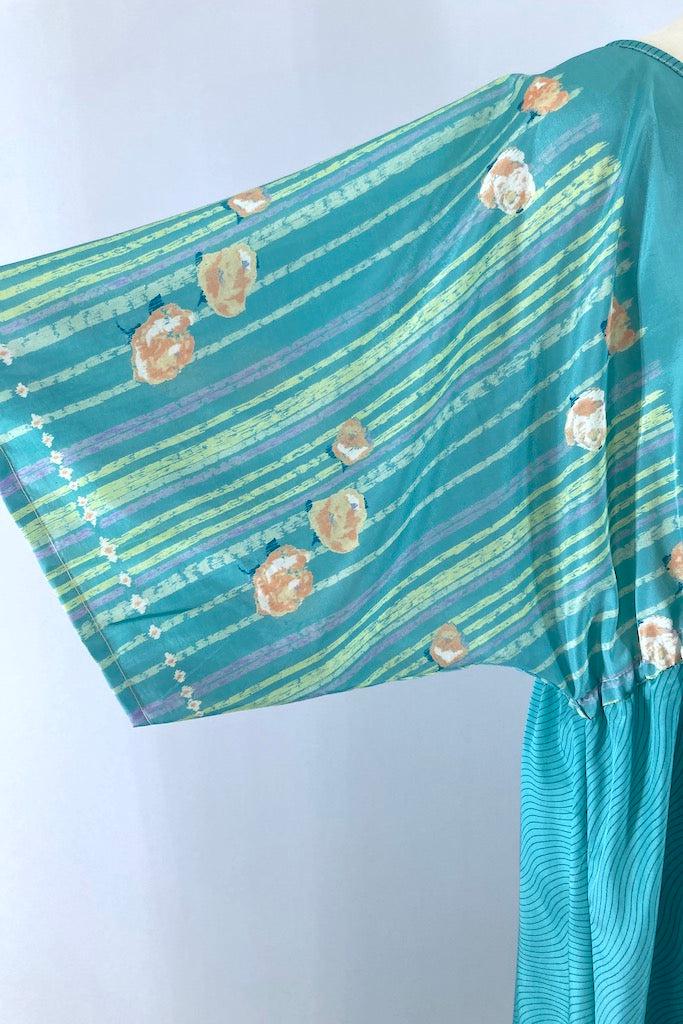 Kerala Kaftan / Turquoise Stripe-ThisBlueBird